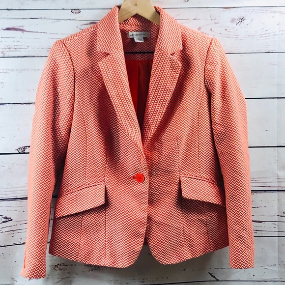 LIZ CLAIBORNE Orange and White Chevron Blazer - Picture 1 of 5